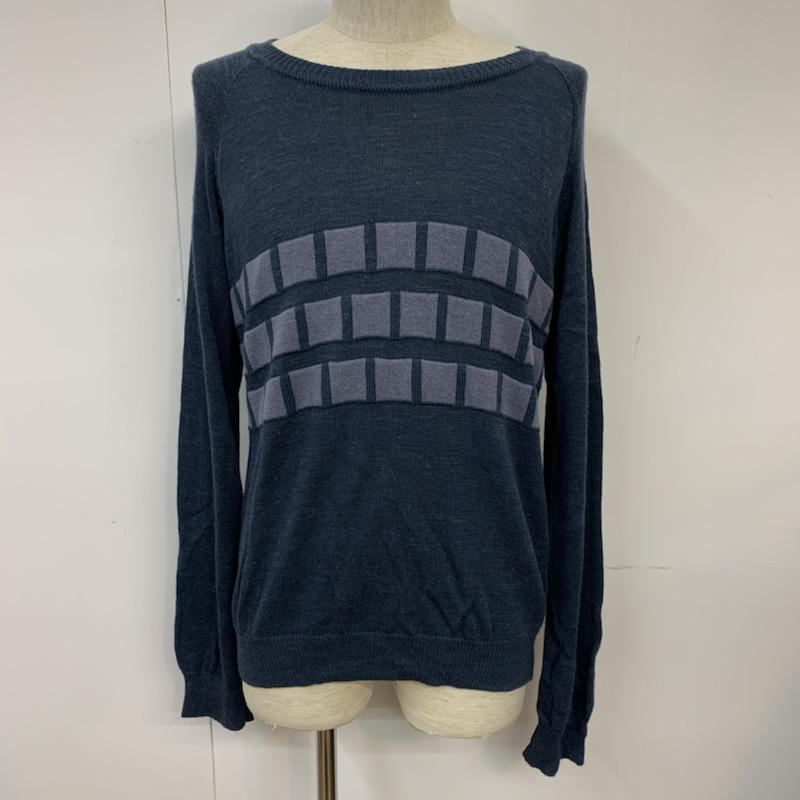 ステュディオス STUDIOUS ニット、セーター 長袖 クルーネック 2 無地 X  紺 / ネイビー / navy メンズ USED 古着 中古 10041725