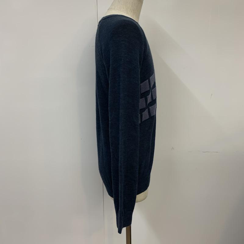 ステュディオス STUDIOUS ニット、セーター 長袖 クルーネック 2 無地 X  紺 / ネイビー / navy メンズ USED 古着 中古 10041725