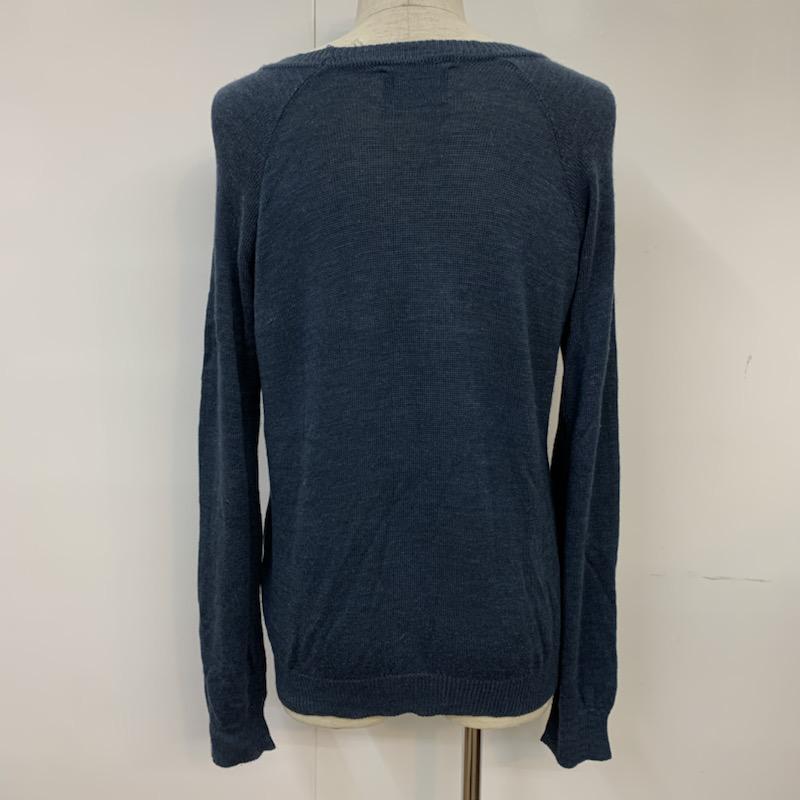 ステュディオス STUDIOUS ニット、セーター 長袖 クルーネック 2 無地 X  紺 / ネイビー / navy メンズ USED 古着 中古 10041725