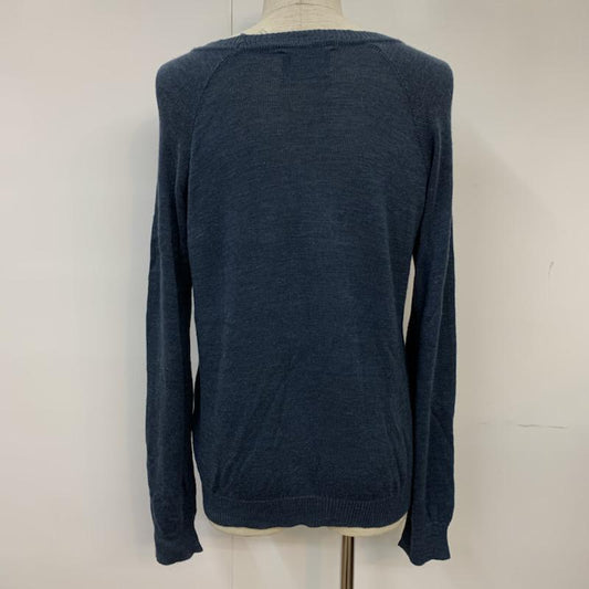 ステュディオス STUDIOUS ニット、セーター 長袖 クルーネック 2 無地 X  紺 / ネイビー / navy メンズ USED 古着 中古 10041725