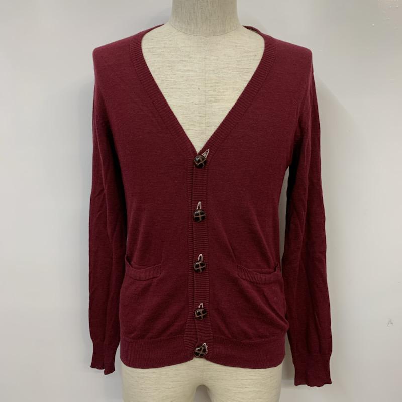 フーズフーギャラリー WHO S WHO gallery カーディガン 長袖 M 無地 えんじ / ワインレッド / dark red メンズ USED 古着 中古 10041730