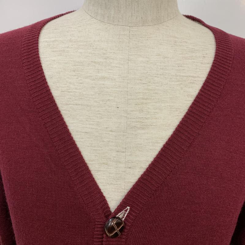 フーズフーギャラリー WHO S WHO gallery カーディガン 長袖 M 無地 えんじ / ワインレッド / dark red メンズ USED 古着 中古 10041730