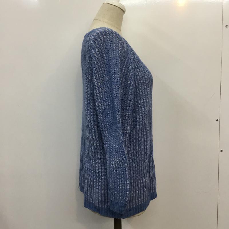 ナチュラルビューティーベーシック NATURAL BEAUTY BASIC ニット、セーター 長袖 クルーネック M 無地 白 / ホワイト / white X 水色 / ライトブルー / レディース USED 古着 中古 10041772