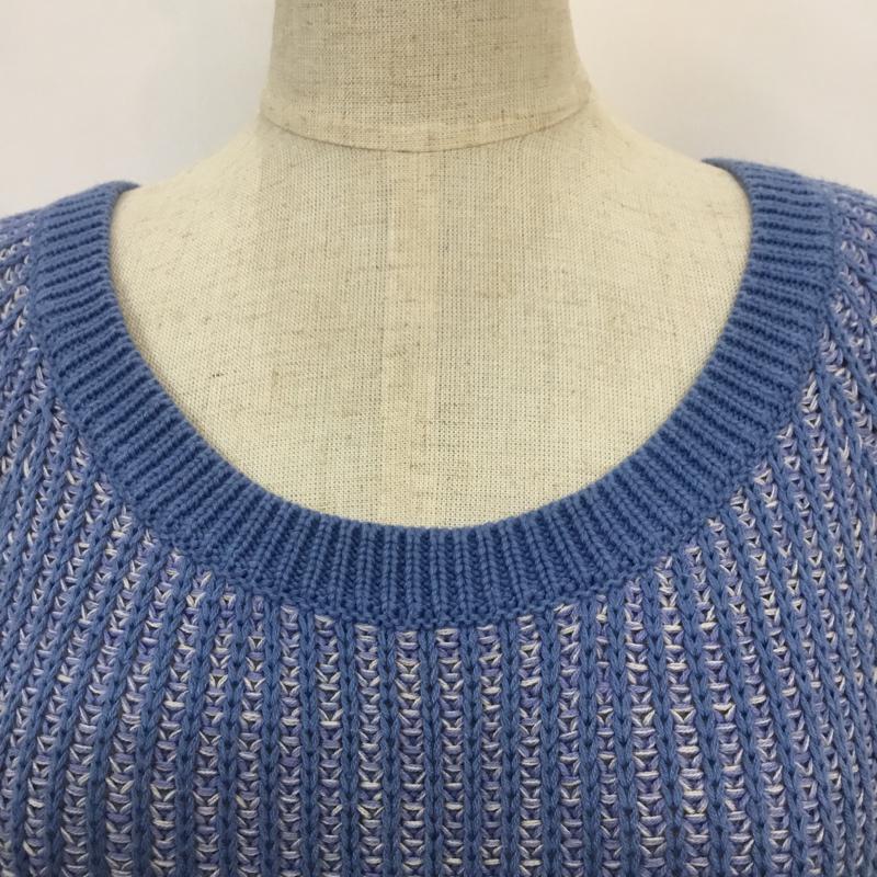 ナチュラルビューティーベーシック NATURAL BEAUTY BASIC ニット、セーター 長袖 クルーネック M 無地 白 / ホワイト / white X 水色 / ライトブルー / レディース USED 古着 中古 10041772