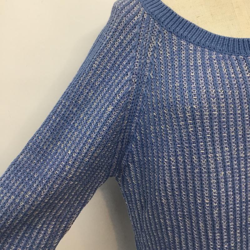 ナチュラルビューティーベーシック NATURAL BEAUTY BASIC ニット、セーター 長袖 クルーネック M 無地 白 / ホワイト / white X 水色 / ライトブルー / レディース USED 古着 中古 10041772
