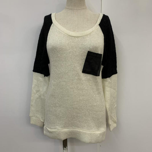 アナップミンピ anap mimpi ニット、セーター 長袖 無地 白 / ホワイト / white X 黒 / ブラック / black レディース USED 古着 中古 10041952
