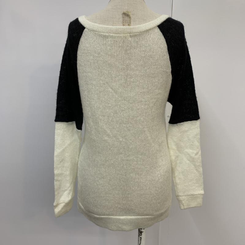 アナップミンピ anap mimpi ニット、セーター 長袖 無地 白 / ホワイト / white X 黒 / ブラック / black レディース USED 古着 中古 10041952