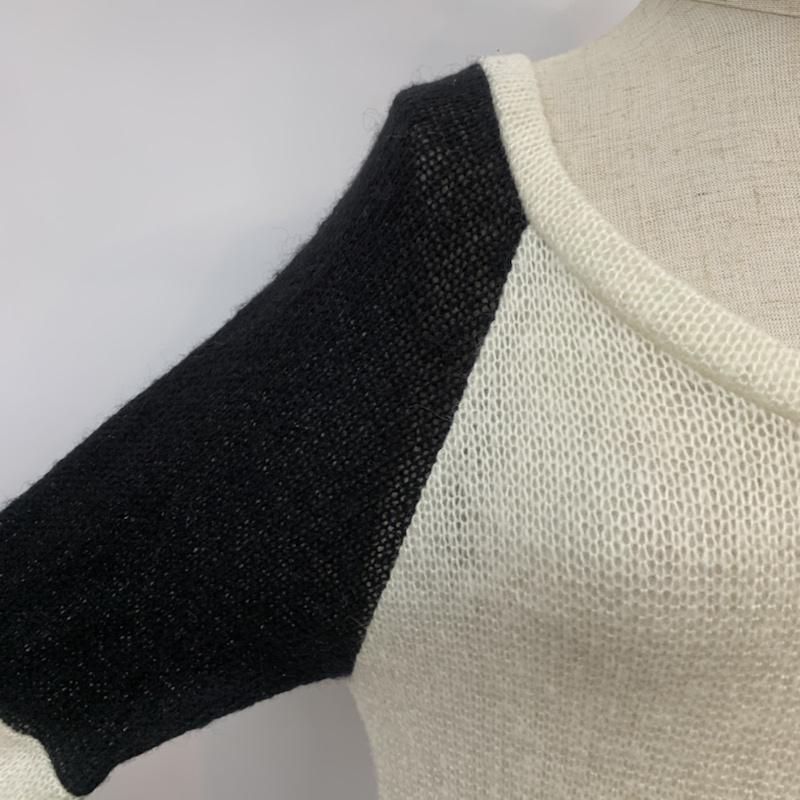 アナップミンピ anap mimpi ニット、セーター 長袖 無地 白 / ホワイト / white X 黒 / ブラック / black レディース USED 古着 中古 10041952