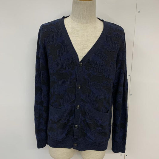 ナノユニバース nano・universe カーディガン 長袖 M 総柄 紺 / ネイビー / navy メンズ USED 古着 中古 10042064