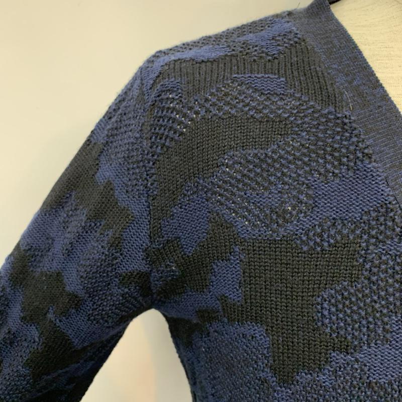 ナノユニバース nano・universe カーディガン 長袖 M 総柄 紺 / ネイビー / navy メンズ USED 古着 中古 10042064
