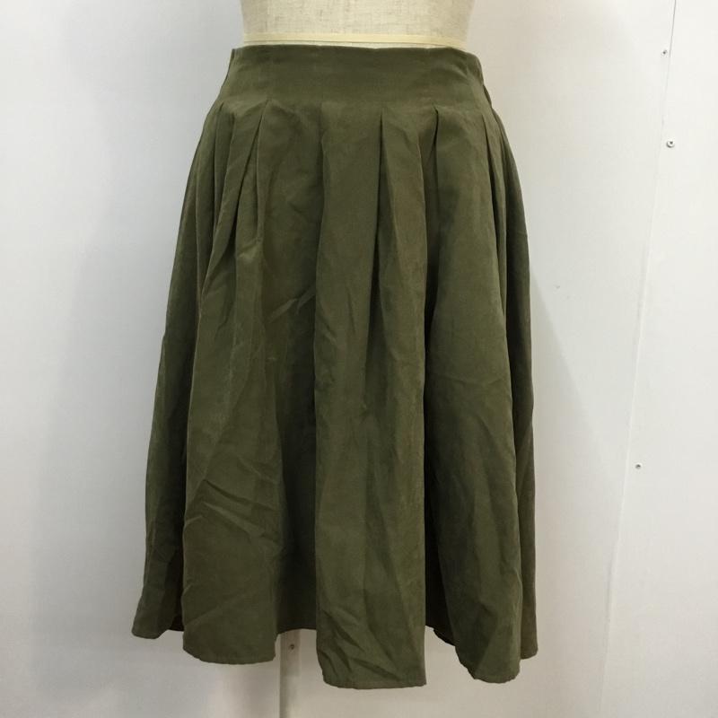 レトロガール RETRO GIRL スカート ひざ丈スカート タック入り フレアスカート スエード調 無地 カーキ / カーキ / khaki レディース USED 古着 中古 10042180