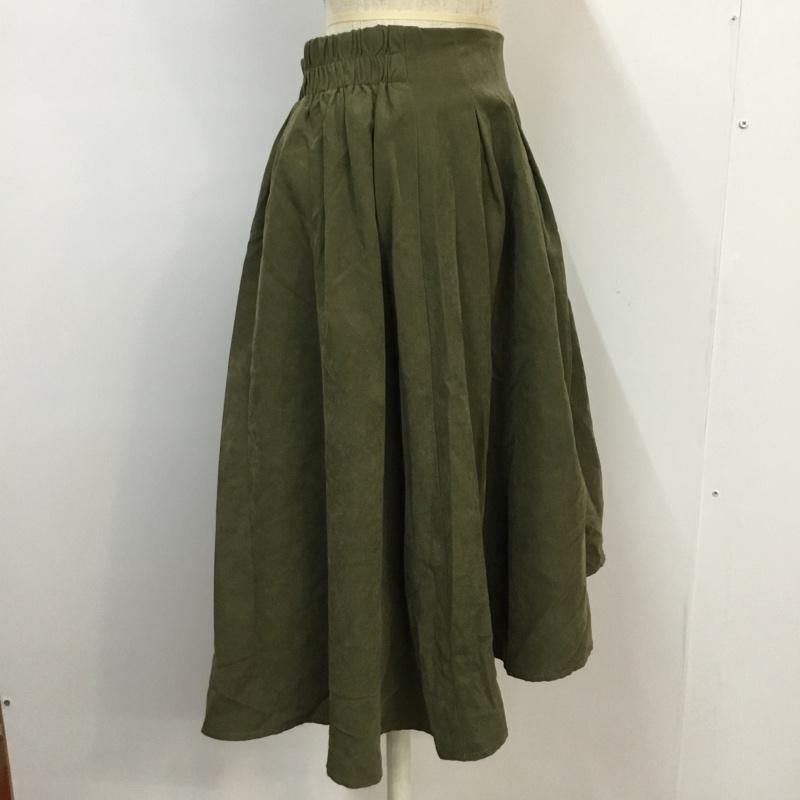 レトロガール RETRO GIRL スカート ひざ丈スカート タック入り フレアスカート スエード調 無地 カーキ / カーキ / khaki レディース USED 古着 中古 10042180