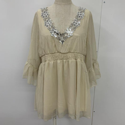 イング INGNI カットソー 七分袖 M 無地 アイボリー / アイボリー / レディース USED 古着 中古 10042284