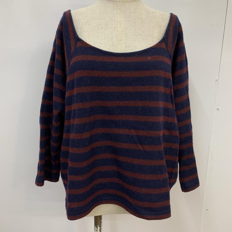 ジャーナルスタンダード JOURNAL STANDARD カットソー 長袖 ボーダー ボーダー柄 紺 / ネイビー / navy X えんじ / ワインレッド / dark red レディース USED 古着 中古 10042693