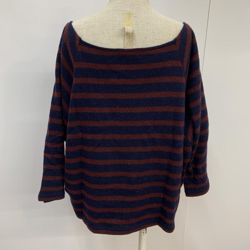 ジャーナルスタンダード JOURNAL STANDARD カットソー 長袖 ボーダー ボーダー柄 紺 / ネイビー / navy X えんじ / ワインレッド / dark red レディース USED 古着 中古 10042693