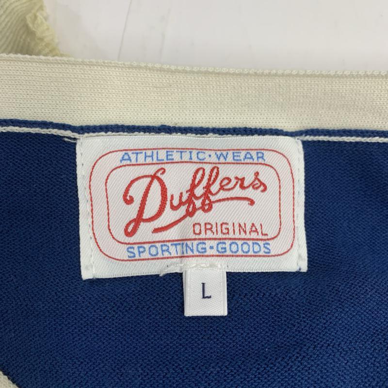 ダファー DUFFER カーディガン 長袖 Vネック L 無地 青 / ブルー / blue X 白 / ホワイト / white メンズ USED 古着 中古 10042744
