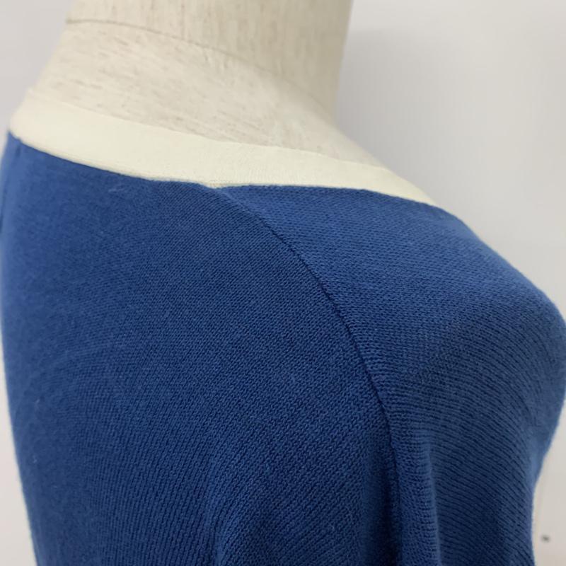 ダファー DUFFER カーディガン 長袖 Vネック L 無地 青 / ブルー / blue X 白 / ホワイト / white メンズ USED 古着 中古 10042744