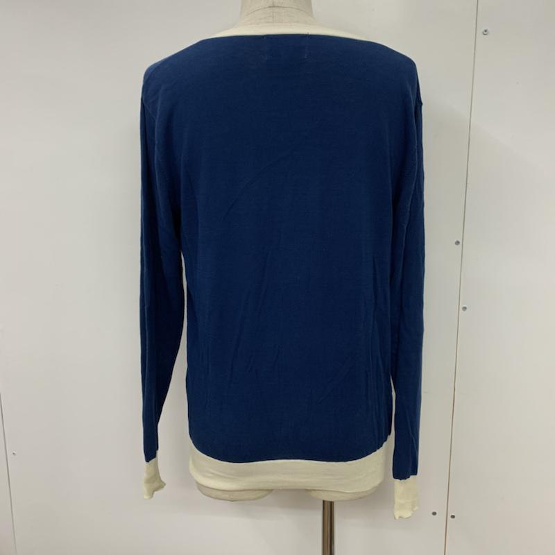 ダファー DUFFER カーディガン 長袖 Vネック L 無地 青 / ブルー / blue X 白 / ホワイト / white メンズ USED 古着 中古 10042744