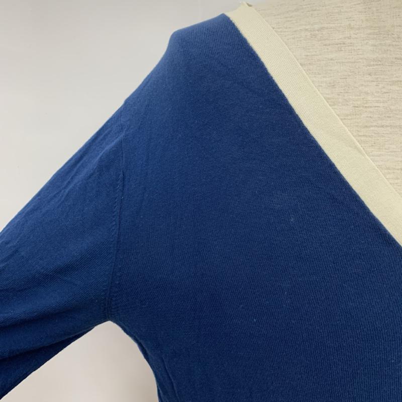 ダファー DUFFER カーディガン 長袖 Vネック L 無地 青 / ブルー / blue X 白 / ホワイト / white メンズ USED 古着 中古 10042744