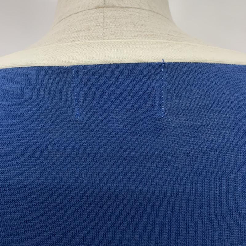 ダファー DUFFER カーディガン 長袖 Vネック L 無地 青 / ブルー / blue X 白 / ホワイト / white メンズ USED 古着 中古 10042744