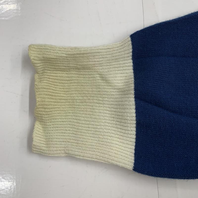 ダファー DUFFER カーディガン 長袖 Vネック L 無地 青 / ブルー / blue X 白 / ホワイト / white メンズ USED 古着 中古 10042744