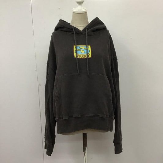 ステューシー STUSSY パーカー 長袖 AGNESS BOXY CROP HOOD FLEECE 裏起毛 男女兼用 バックプリント S ロゴ、文字 チャコールグレー / チャコールグレー /  レディース USED 古着 中古 10109420