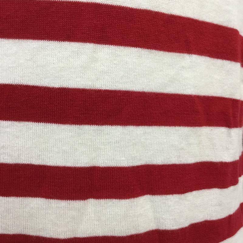 アーバンリサーチ URBAN RESEARCH ニット、セーター 長袖 Vネック ボーダー 綿麻 40 ボーダー柄 白 / ホワイト / white X 赤 / レッド / red メンズ USED 古着 中古 10043062