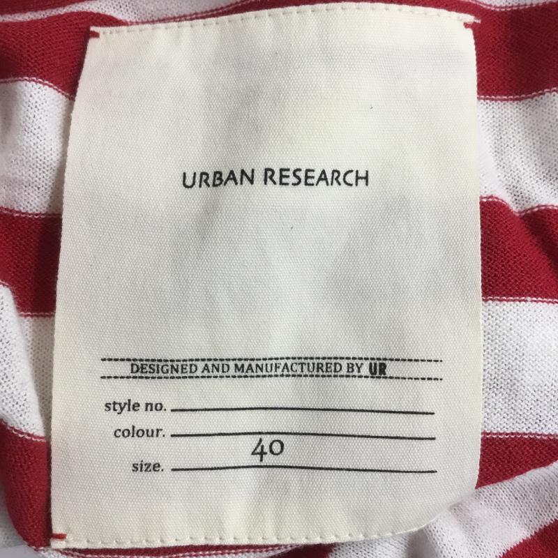 アーバンリサーチ URBAN RESEARCH ニット、セーター 長袖 Vネック ボーダー 綿麻 40 ボーダー柄 白 / ホワイト / white X 赤 / レッド / red メンズ USED 古着 中古 10043062