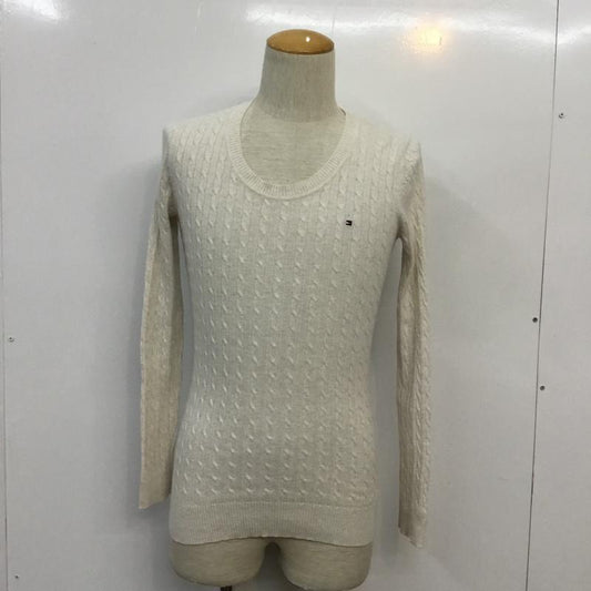 トミーヒルフィガー TOMMY HILFIGER ニット、セーター 長袖 ワンポイント XS 無地 X ワンポイント 白 / ホワイト / white メンズ USED 古着 中古 10043191