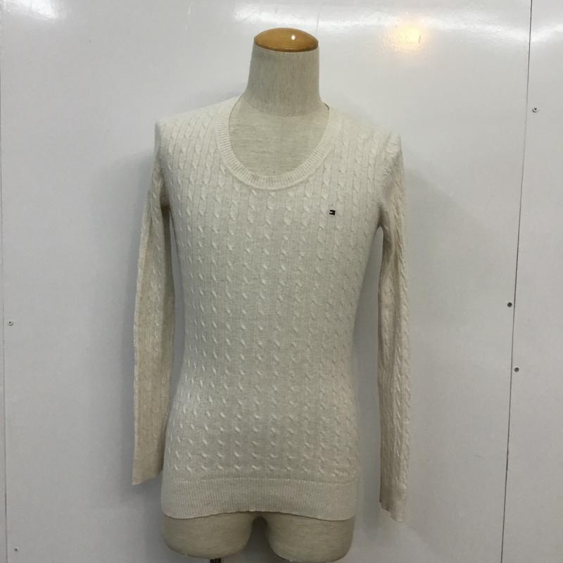 トミーヒルフィガー TOMMY HILFIGER ニット、セーター 長袖 ワンポイント XS 無地 X ワンポイント 白 / ホワイト / white メンズ USED 古着 中古 10043191