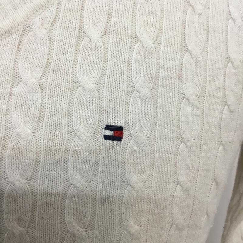 トミーヒルフィガー TOMMY HILFIGER ニット、セーター 長袖 ワンポイント XS 無地 X ワンポイント 白 / ホワイト / white メンズ USED 古着 中古 10043191