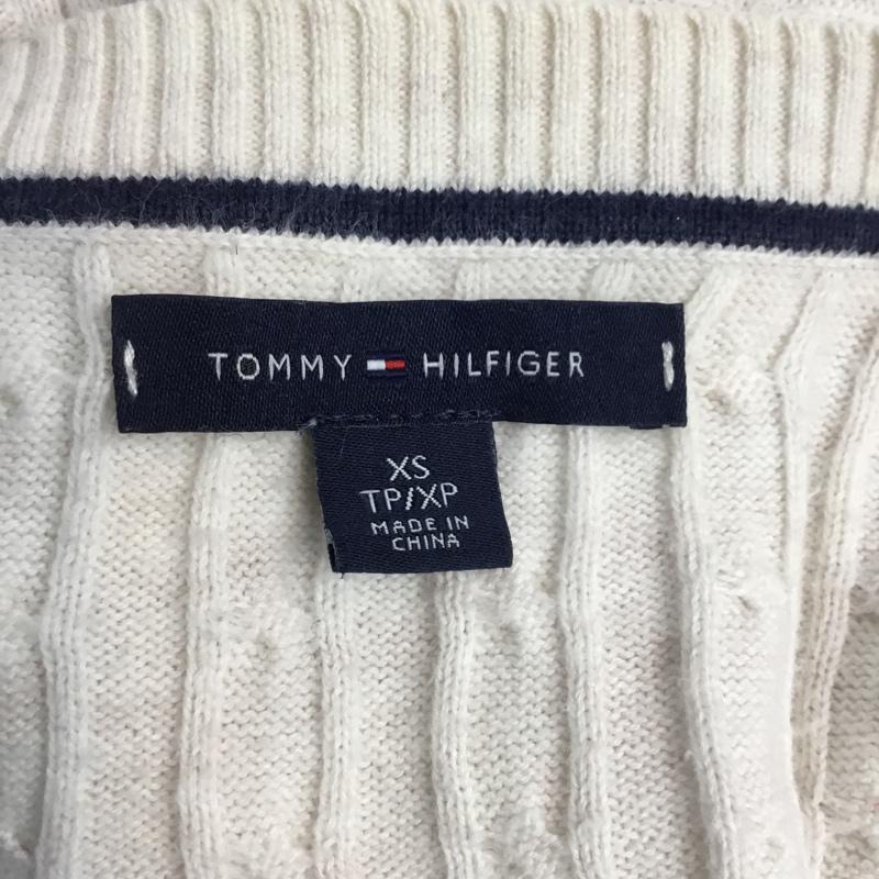 トミーヒルフィガー TOMMY HILFIGER ニット、セーター 長袖 ワンポイント XS 無地 X ワンポイント 白 / ホワイト / white メンズ USED 古着 中古 10043191