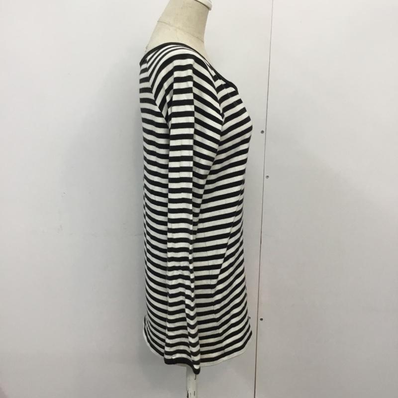 ケービーエフ KBF Tシャツ 長袖 ボーダー 38 ボーダー柄 白 / ホワイト / white X 黒 / ブラック / black レディース USED 古着 中古 10045200