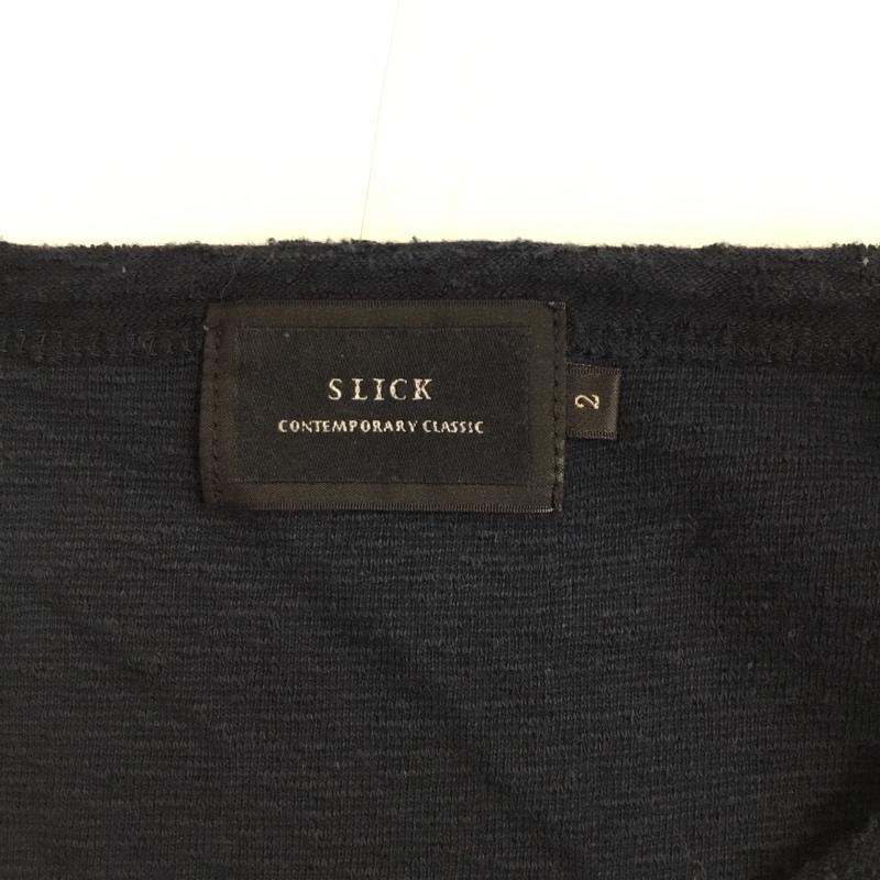 スリック SLICK Tシャツ 半袖 胸ポケット 2 無地 紺 / ネイビー / navy メンズ USED 古着 中古 10046139