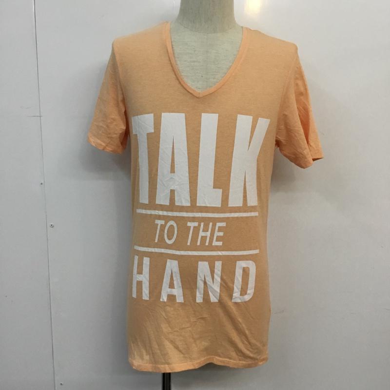 ベルシュカ Bershka Tシャツ 半袖 Vネック プリントTシャツ S 無地 X プリント 橙 / オレンジ / orange メンズ USED 古着 中古 10046458
