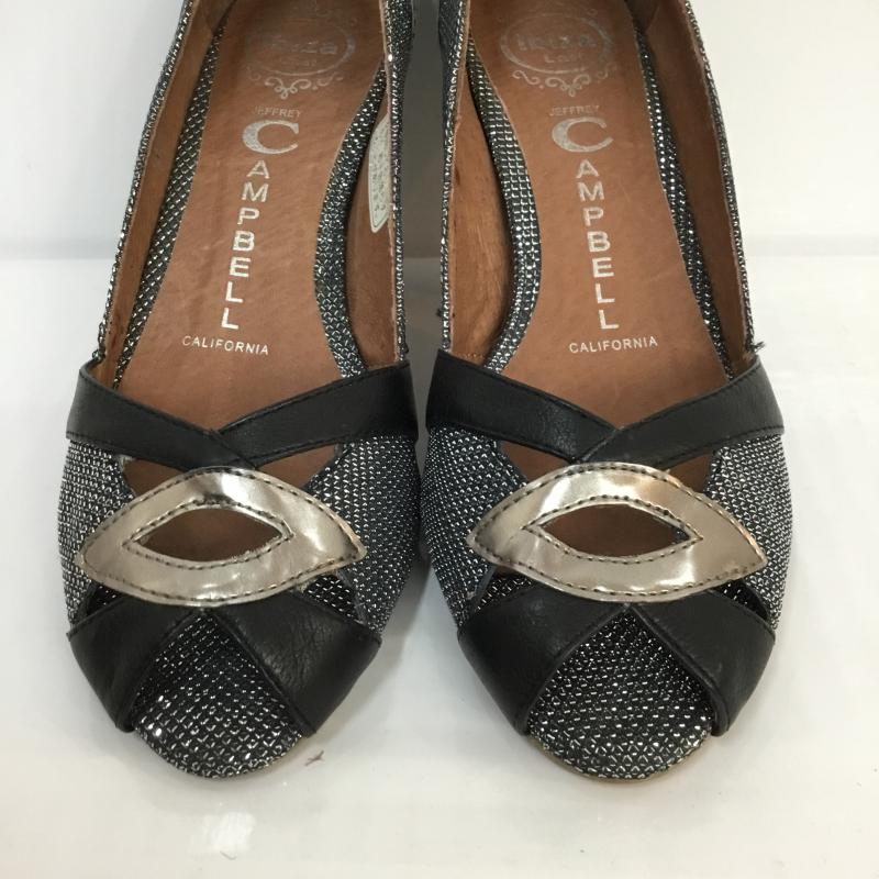 ジェフリーキャンベル Jeffrey Campbell パンプス パンプス オープントゥ ヒール ラメ 無地 黒 / ブラック / black X 銀 / シルバー / silver color レディース USED 古着 中古 10048110