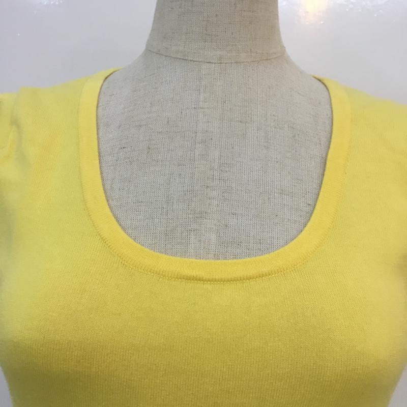 アプワイザー・リッシェ Apuweiser-riche カットソー 半袖 クルーネック フレンチスリーブ 2 無地 黄 / イエロー / yellow レディース USED 古着 中古 10049158