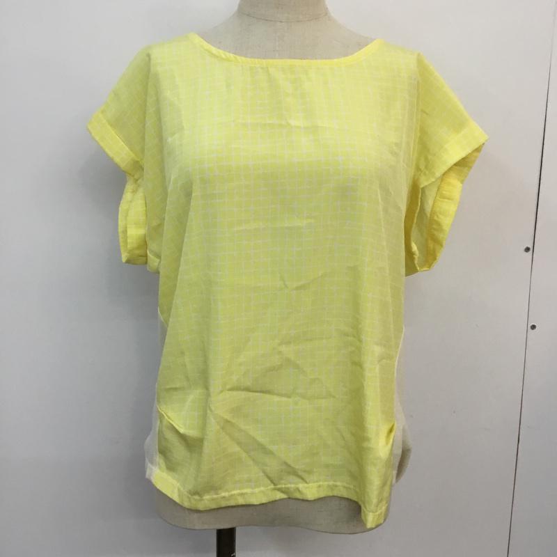 ロペピクニック ROPE  PICNIC カットソー 半袖 38 無地 X チェック 白 / ホワイト / white X 黄 / イエロー / yellow レディース USED 古着 中古 10049216