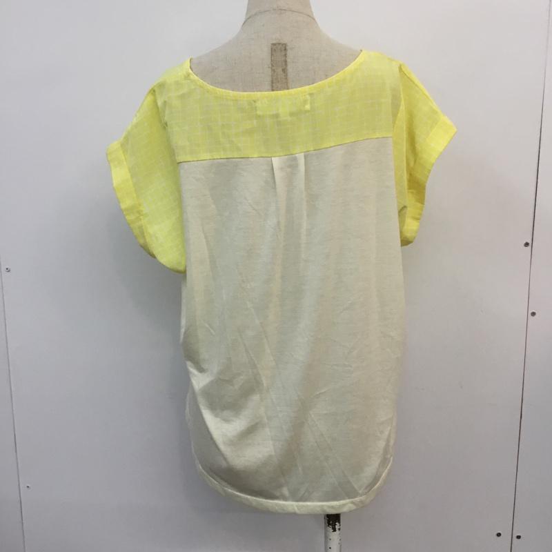 ロペピクニック ROPE  PICNIC カットソー 半袖 38 無地 X チェック 白 / ホワイト / white X 黄 / イエロー / yellow レディース USED 古着 中古 10049216