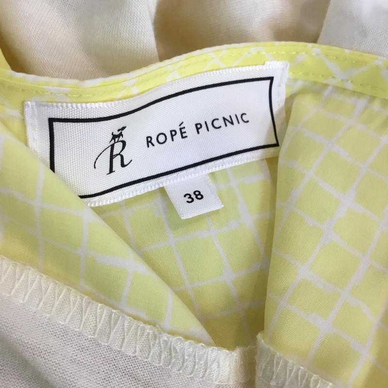 ロペピクニック ROPE  PICNIC カットソー 半袖 38 無地 X チェック 白 / ホワイト / white X 黄 / イエロー / yellow レディース USED 古着 中古 10049216
