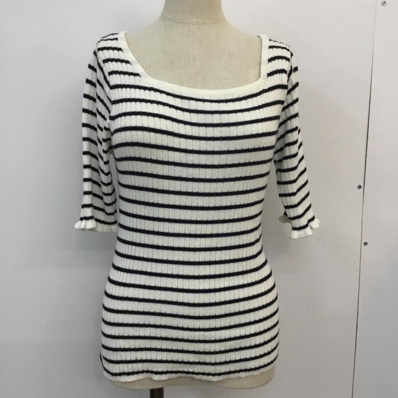 レトロガール RETRO GIRL カットソー 半袖 ボーダー M ボーダー柄 白 / ホワイト / white X 紺 / ネイビー / navy レディース USED 古着 中古 10049232