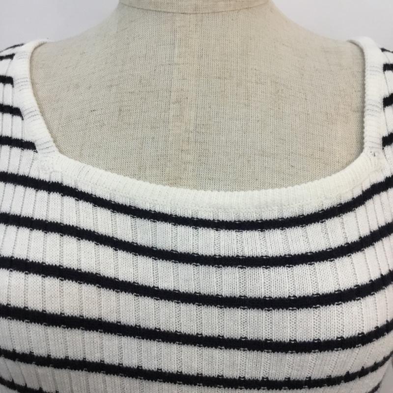 レトロガール RETRO GIRL カットソー 半袖 ボーダー M ボーダー柄 白 / ホワイト / white X 紺 / ネイビー / navy レディース USED 古着 中古 10049232