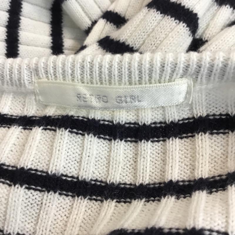 レトロガール RETRO GIRL カットソー 半袖 ボーダー M ボーダー柄 白 / ホワイト / white X 紺 / ネイビー / navy レディース USED 古着 中古 10049232