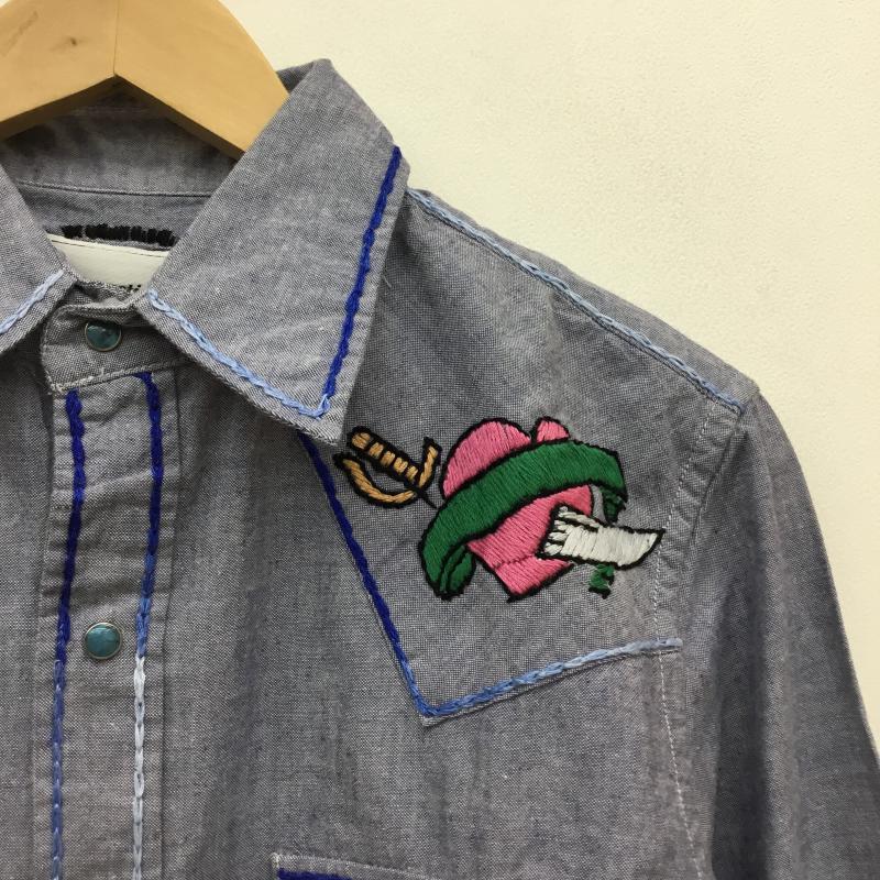 アコースティック ACOUSTIC シャツ、ブラウス 長袖 S 刺繍 青 / ブルー / blue メンズ USED 古着 中古 10067140