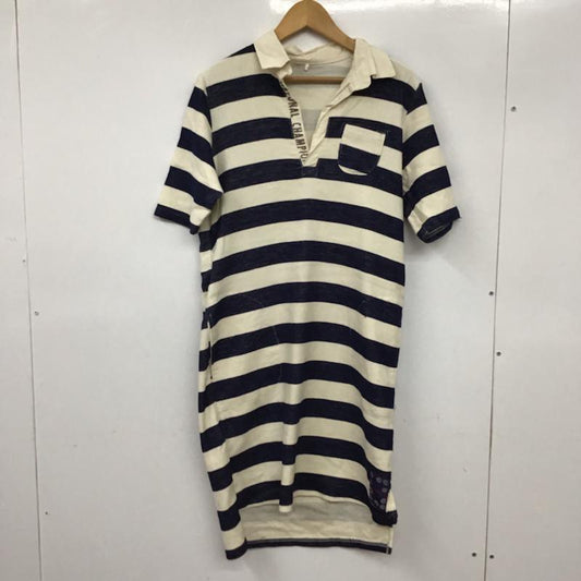 オールドベティーズ OLD BETTY S ワンピース ひざ丈スカート 半袖 ラガーシャツ ボーダー柄 紺 / ネイビー / navy X アイボリー / アイボリー / レディース USED 古着 中古 10072543