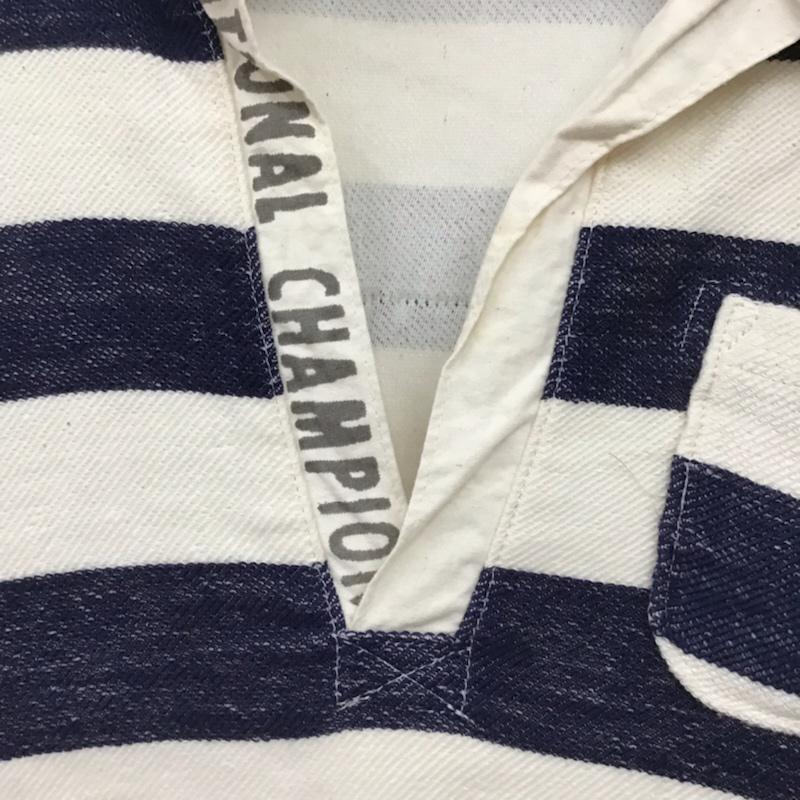 オールドベティーズ OLD BETTY S ワンピース ひざ丈スカート 半袖 ラガーシャツ ボーダー柄 紺 / ネイビー / navy X アイボリー / アイボリー / レディース USED 古着 中古 10072543