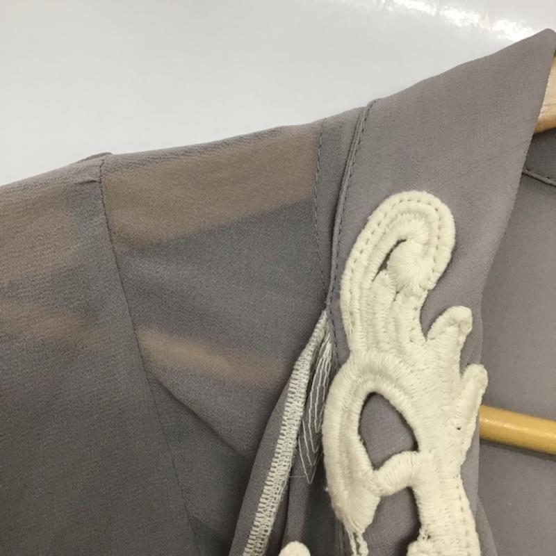 ミーア MIIA シャツ、ブラウス 長袖 3123-088-8 レース ビーズ ショート丈 7号  灰 / グレー / gray レディース USED 古着 中古 10072550