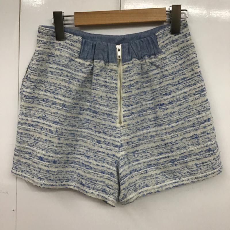 ラボラトリーワーク laboratory work パンツ ショートパンツ ツイード調 M  白 / ホワイト / white X 水色 / ライトブルー / レディース USED 古着 中古 10072843