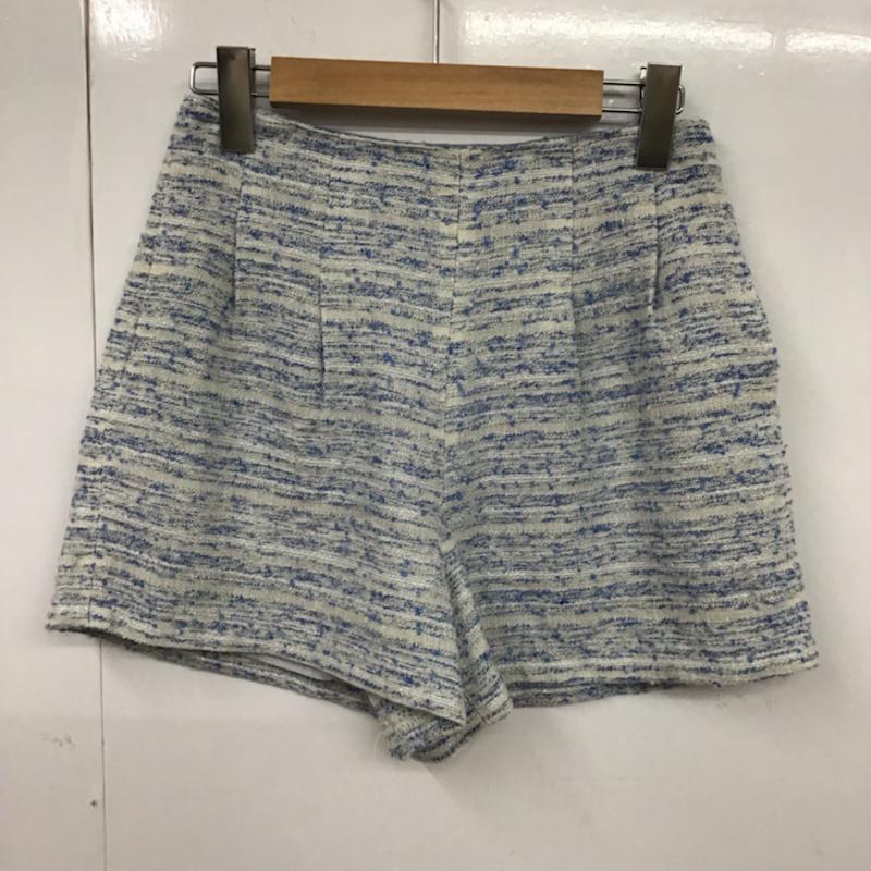 ラボラトリーワーク laboratory work パンツ ショートパンツ ツイード調 M  白 / ホワイト / white X 水色 / ライトブルー / レディース USED 古着 中古 10072843