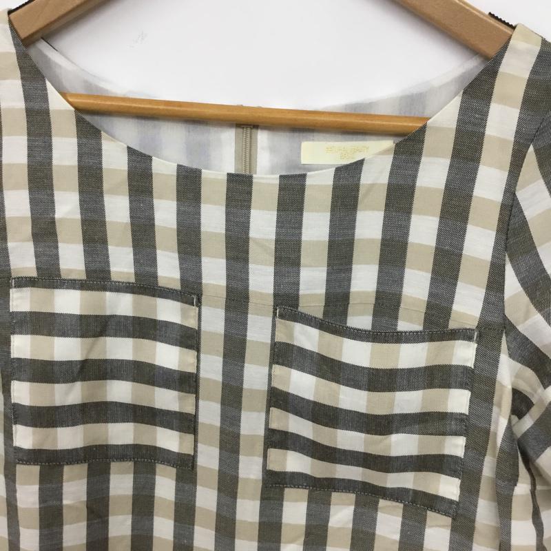 ナチュラルビューティーベーシック NATURAL BEAUTY BASIC ワンピース ひざ丈スカート バックファスナー S チェック 白 / ホワイト / white X 黒 / ブラック / black X ベージュ / ベージュ / beige レディース USED 古着 中古 10072929